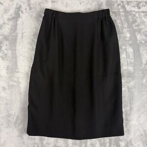 VINTAGE Criscione Cache Skirt Women Small Black Pencil Career Pleated Lined USA